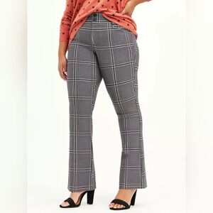 Torrid Trouser Slim Boot Studio Luxe Ponte Mid Rise Plaid Gray 22